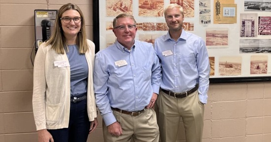 Terry Hejny (center), director of the Nebraska LEAD Program, visits the Gerald Gentleman Station in Sutherland, Nebraska, along with Sidney Robinson (left) and Logan Reed (right) of the LEAD 42 class. The visit was part of a LEAD seminar on Nebraska natural resources, water and energy.