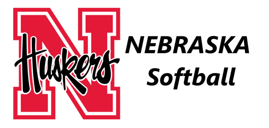 Husker Mascot logo on the left and the words Nebraska Softball on the right.